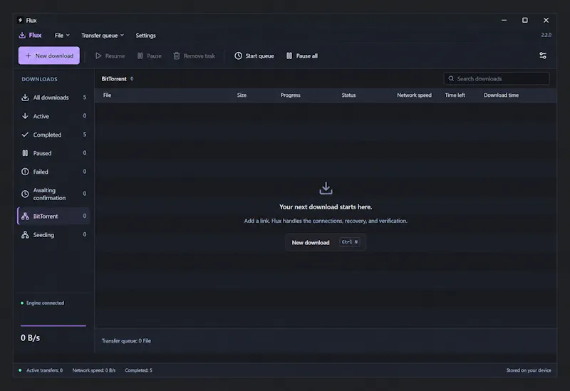 Flux Download Manager screenshot 1