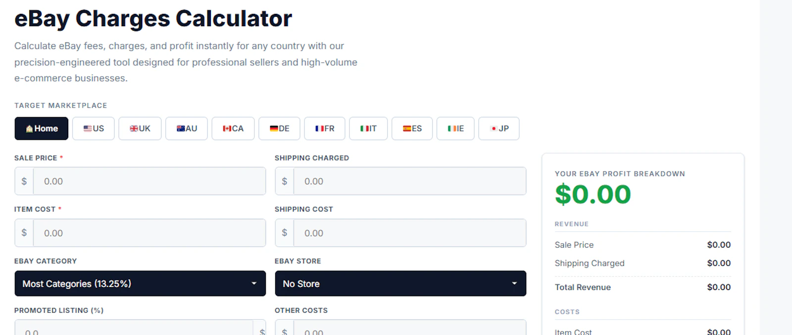 ebay charges calculator screenshot 1