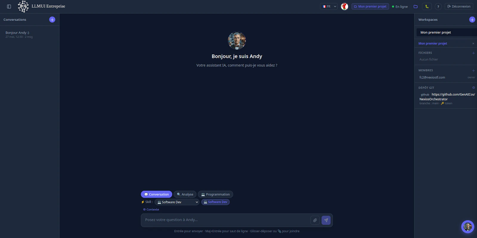 LLMUI on-premise AI plateform screenshot 1
