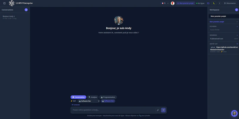 LLMUI on-premise AI plateform screenshot 1