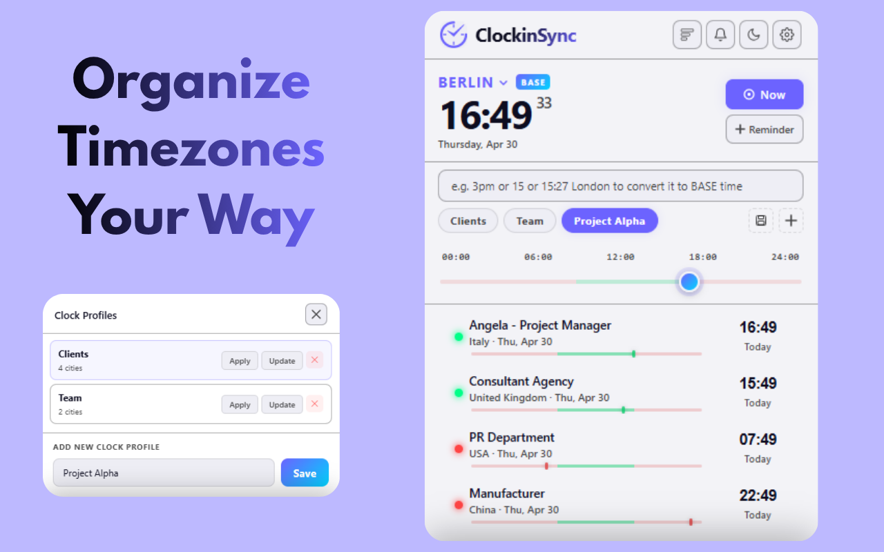 ClockinSync - Smart Timezone Extension gallery image