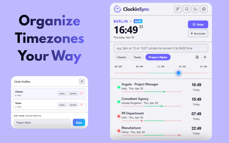 ClockinSync - Smart Timezone Extension screenshot 3