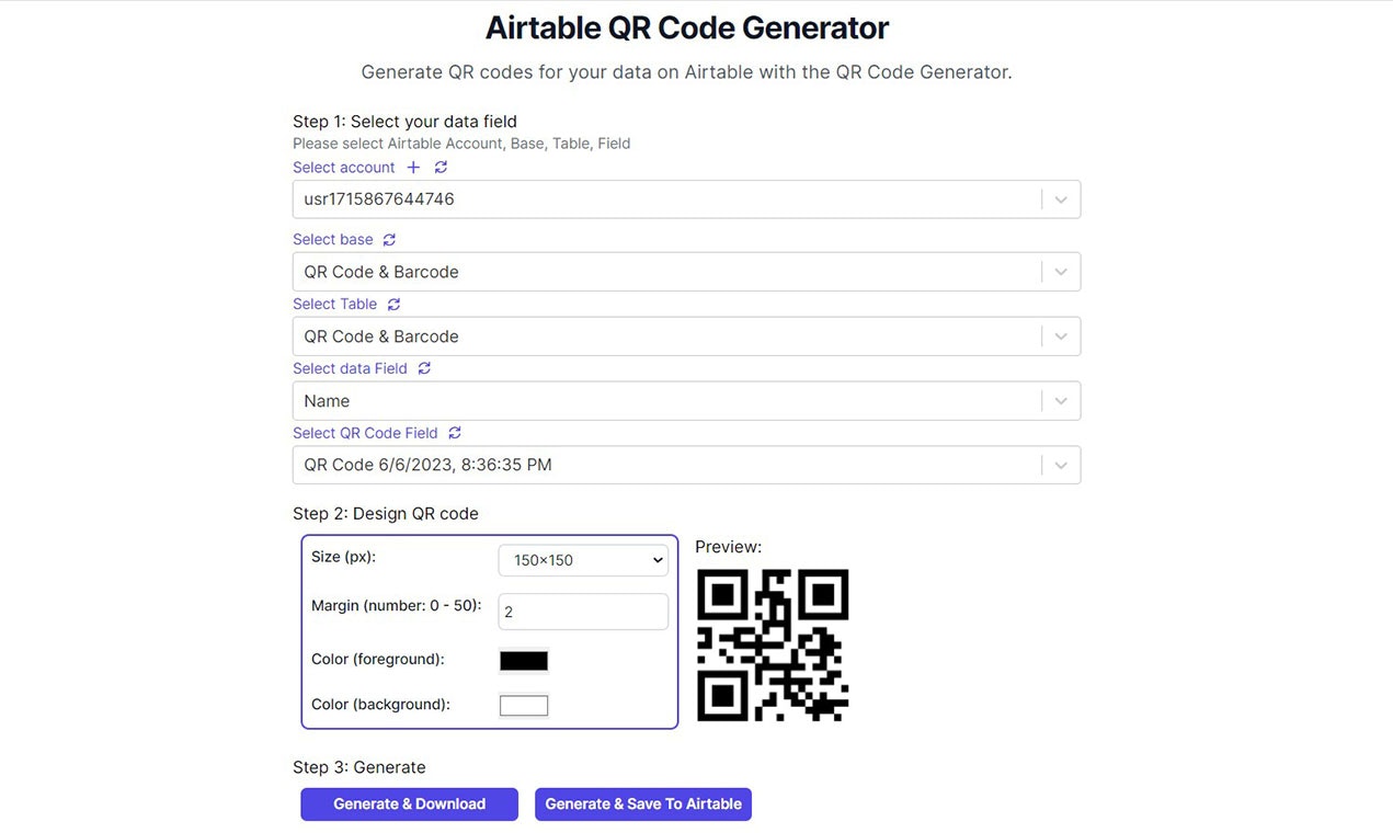 Airtable QR -codegenerator media 2