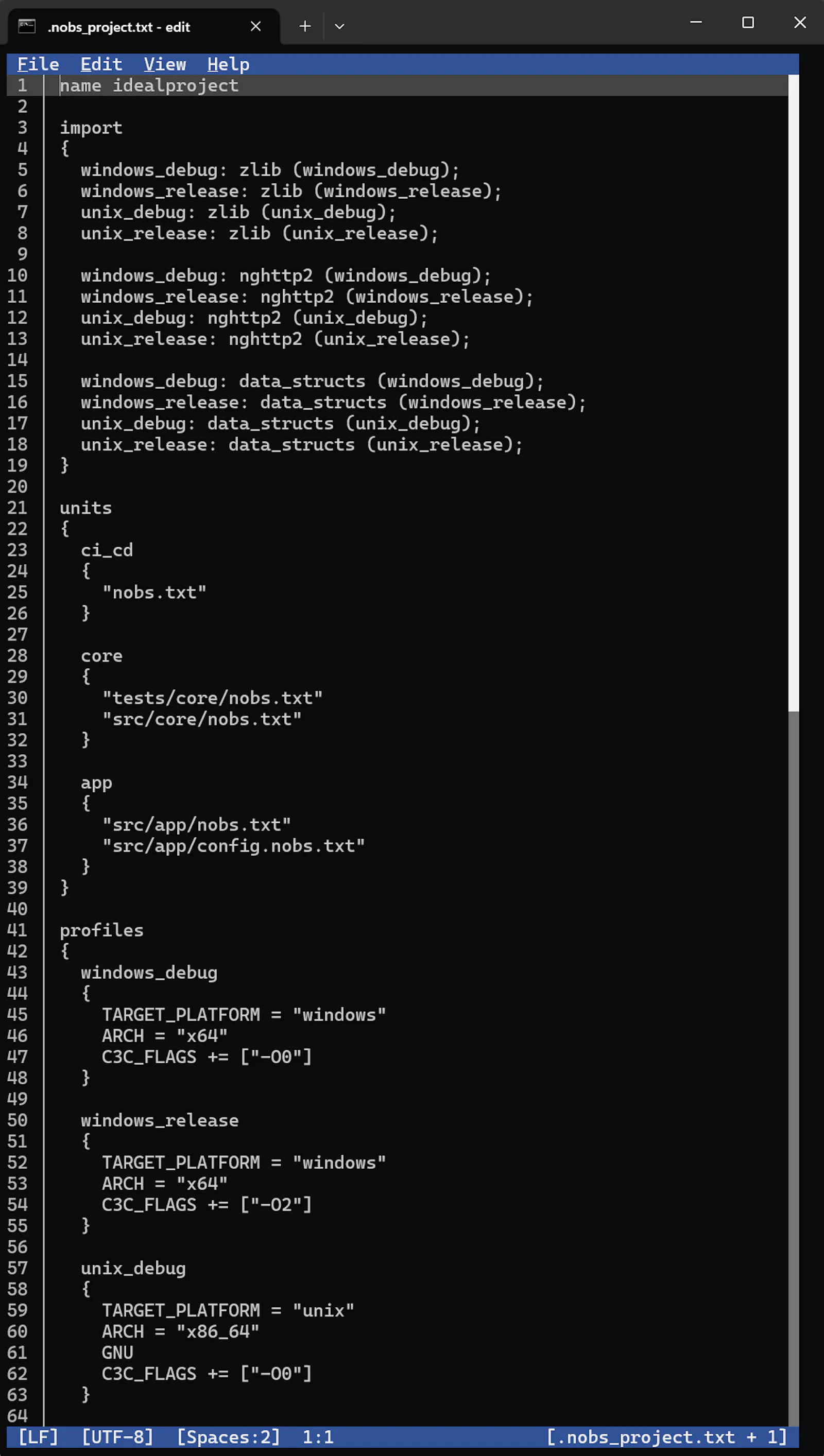 nobs build tool screenshot 2