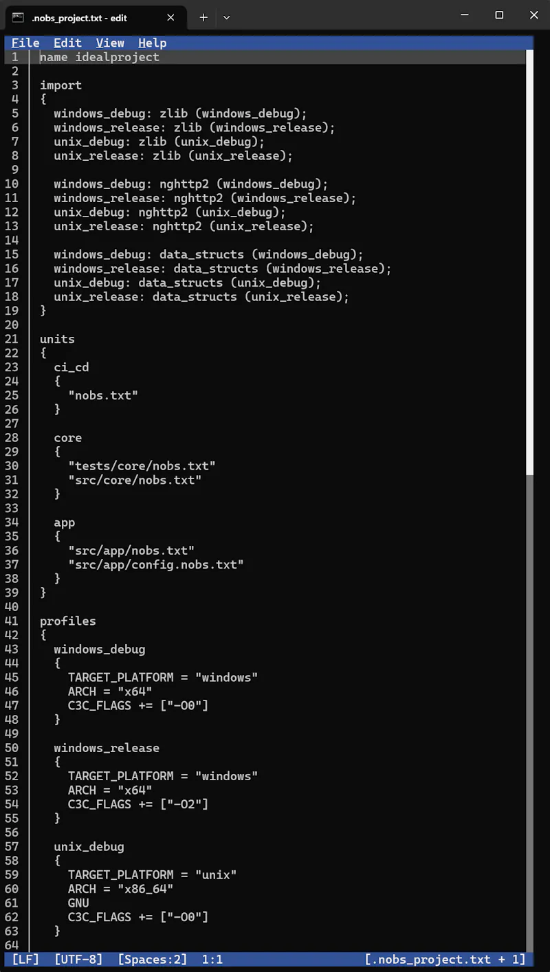 nobs build tool screenshot 2