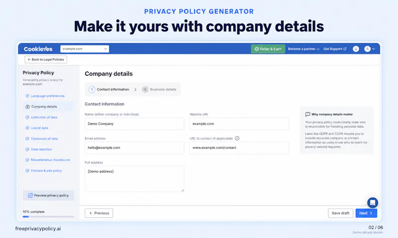 PrivacyPolicy Generator by CookieYes screenshot 4
