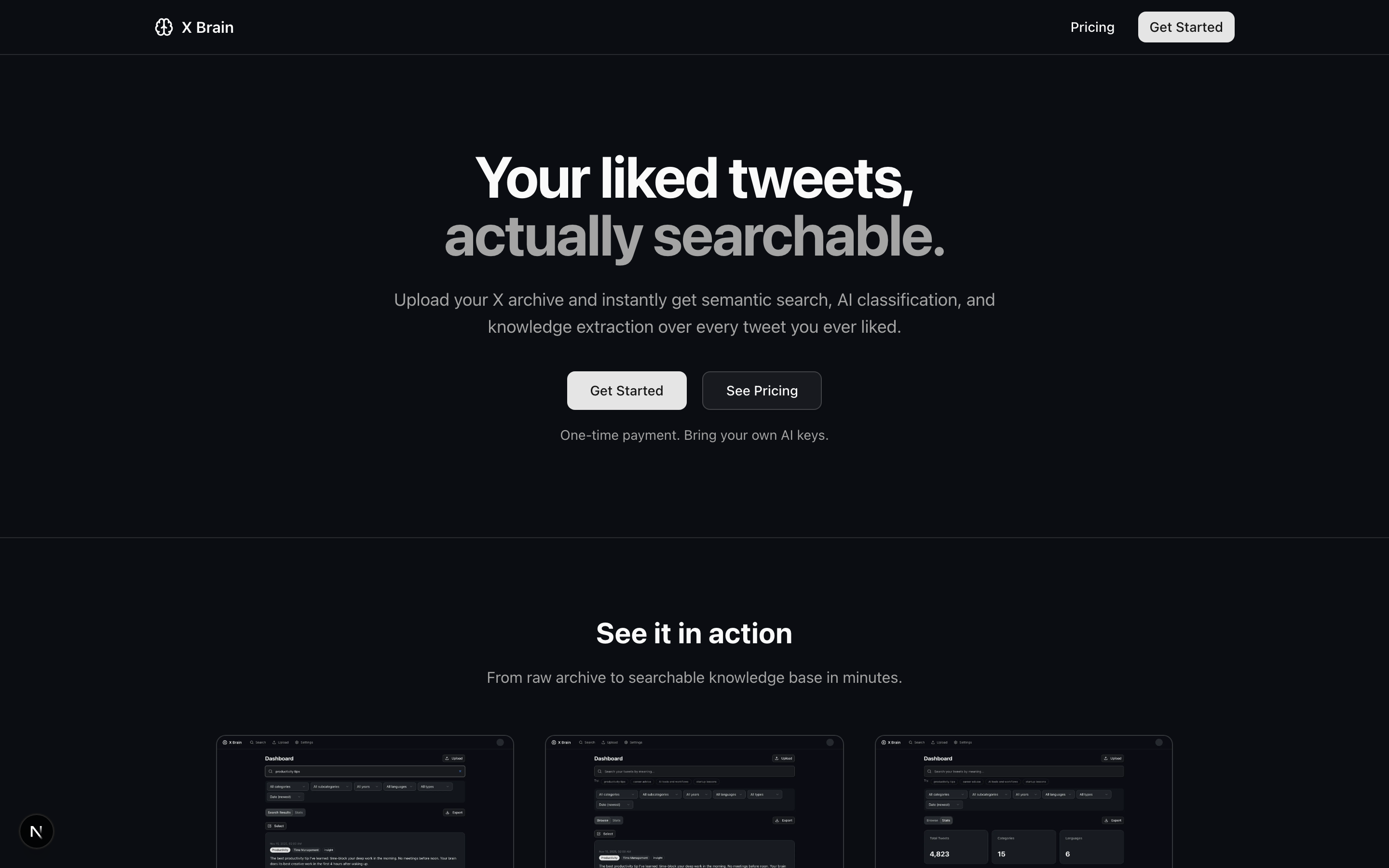 X Brain - Main product screenshot demonstrating key features and user interface