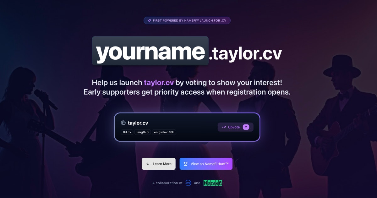 taylor.cv - Besitzen Sie ein Stück Taylor.cv - Mint in Ihrem Subdomain. Medien 2