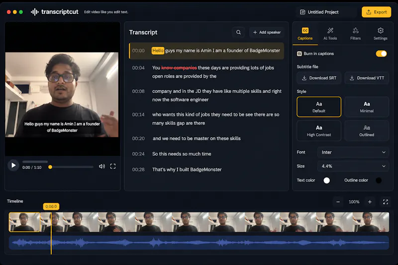 Transcriptcut screenshot 1