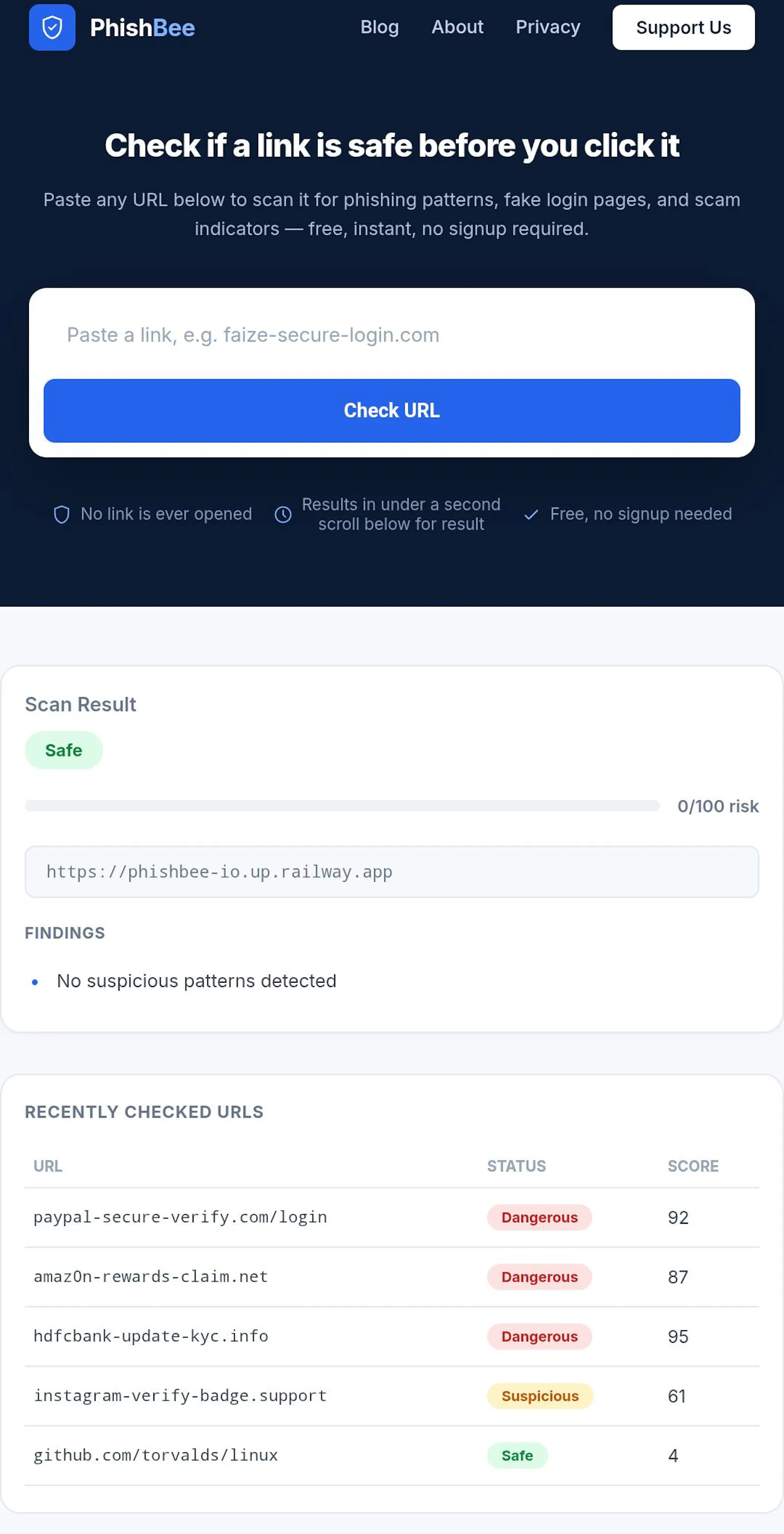 PhishBee — Whatsapp Scam and Url checker screenshot 2