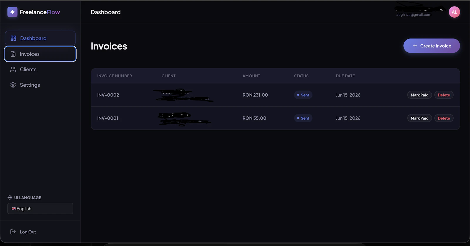 FreelanceFlow screenshot 2