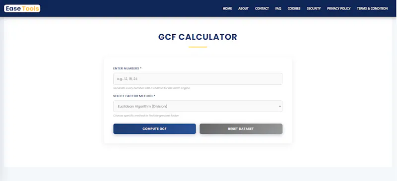 GCF Calculator screenshot 1