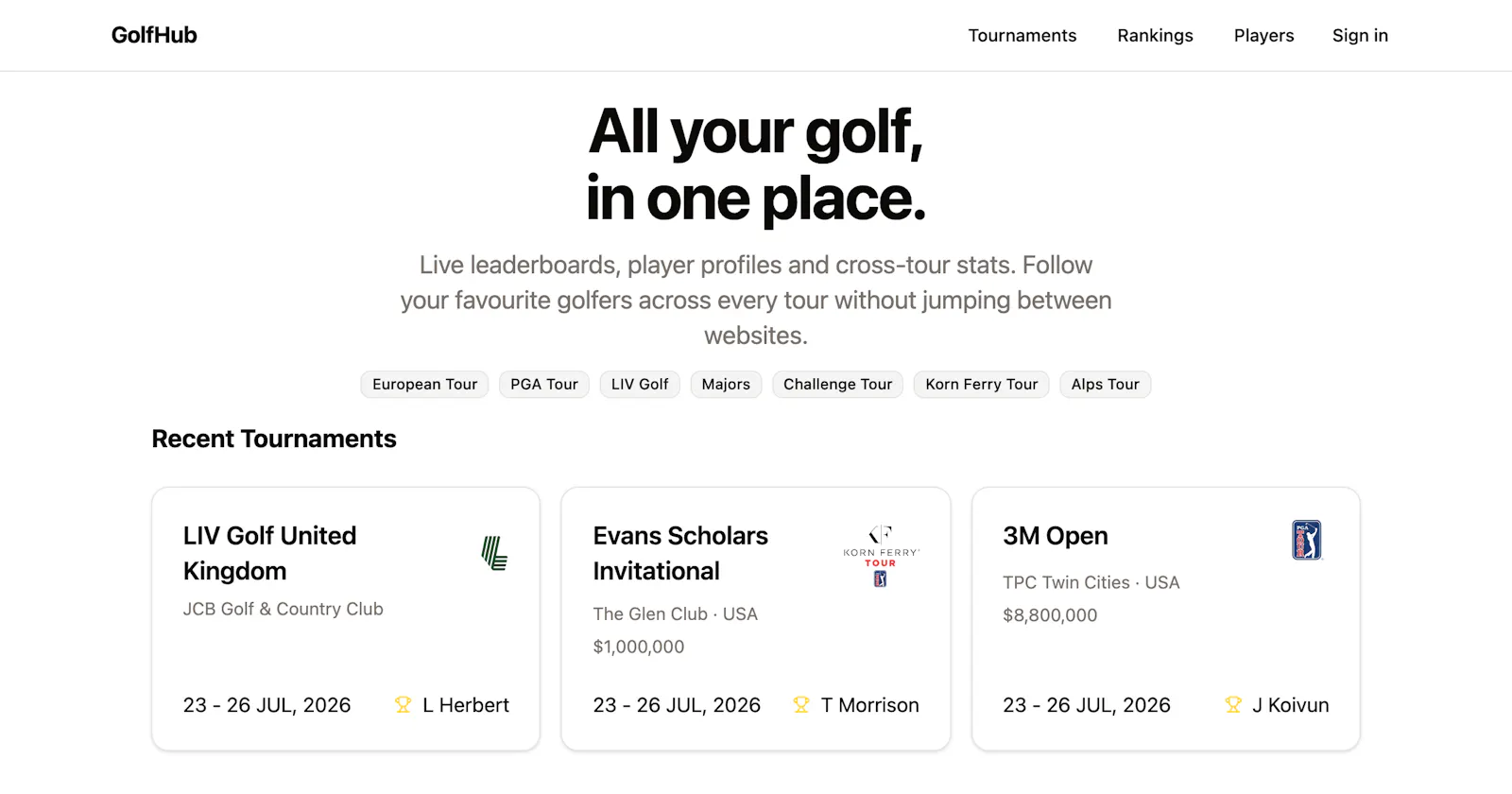 GolfHub screenshot 1