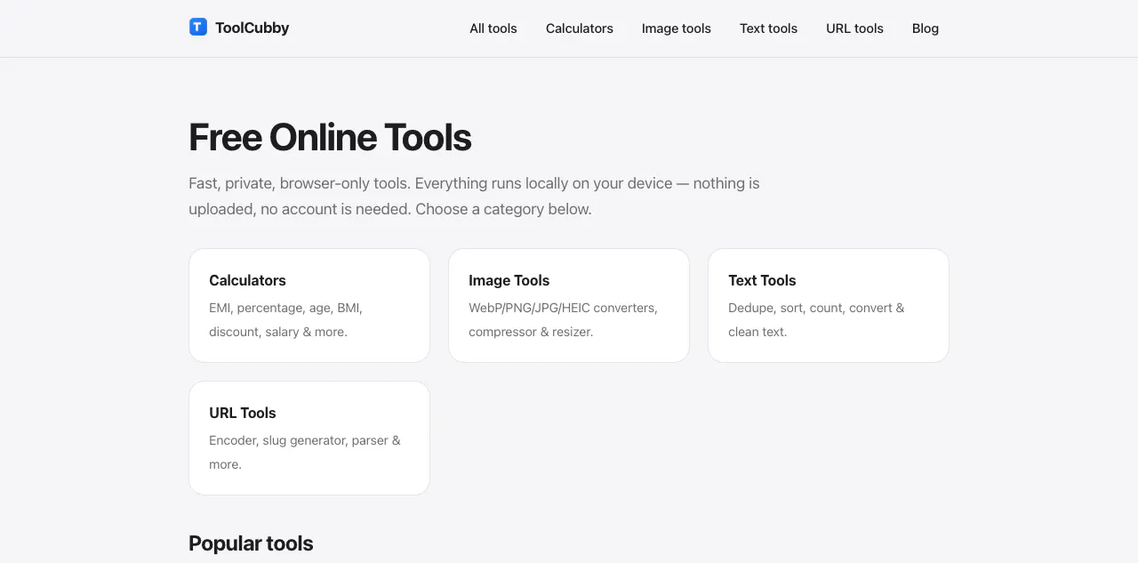 ToolCubby — Free Private Tools gallery image