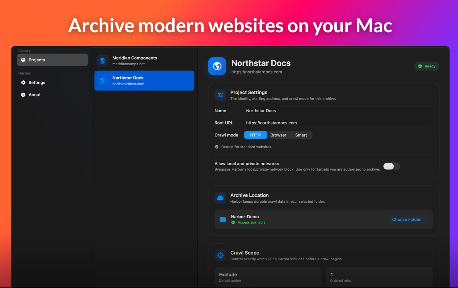 Harbor Archive for macOS screenshot 1