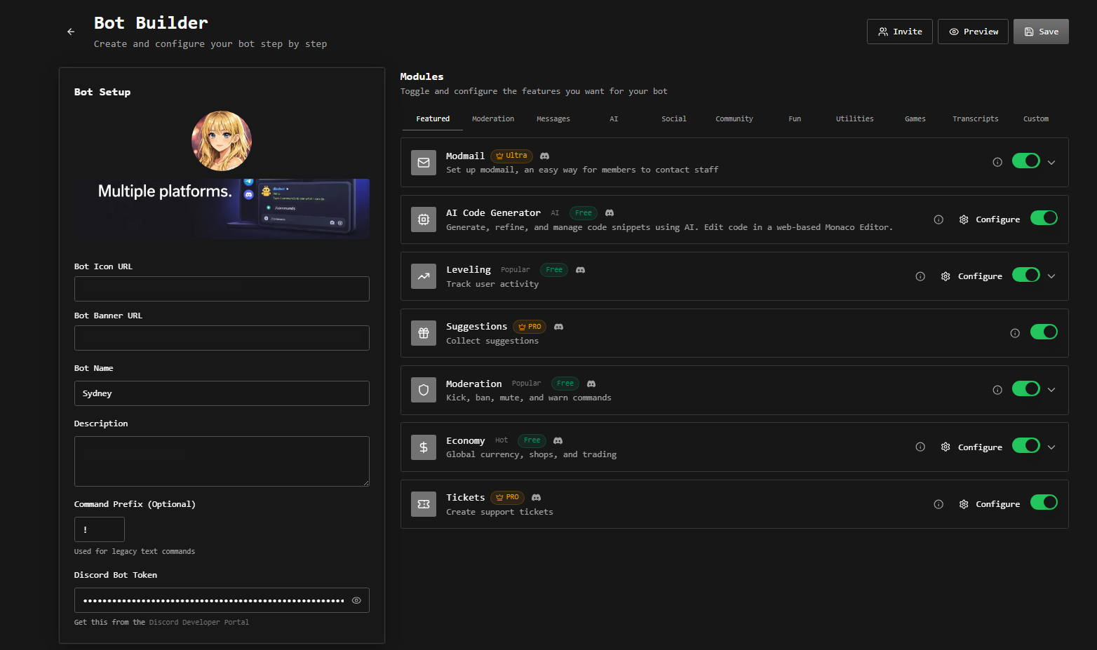 Build bots without Limits - Screenshot 3 showing product features and functionality
