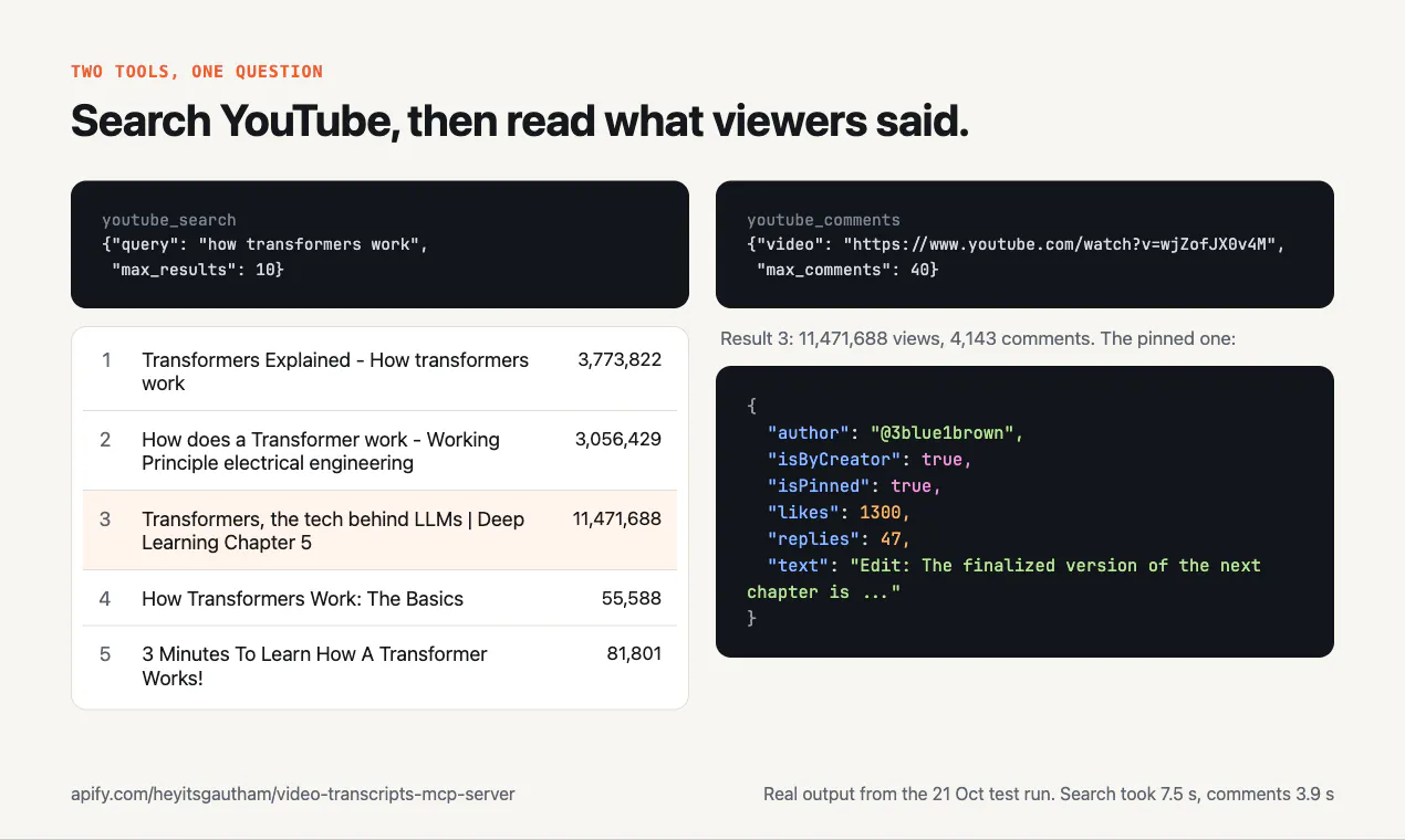YouTube & TikTok Transcripts MCP gallery image