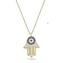 Bright Hamsa and Eye necklace gallery image