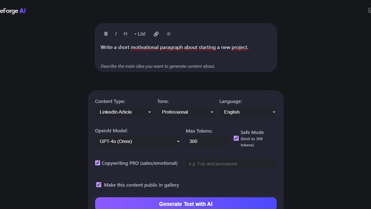 WriteForge AI gallery image