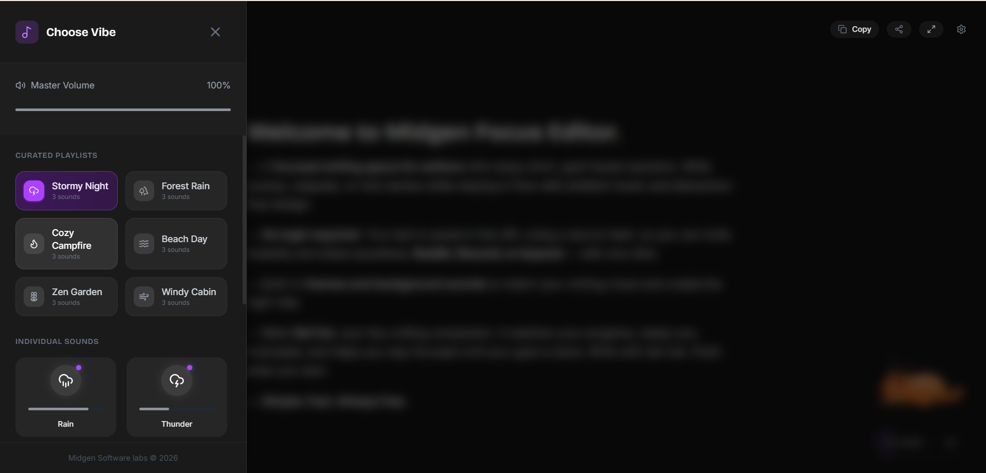 Midgen Focus Editor - Screenshot 2 showing product features and functionality