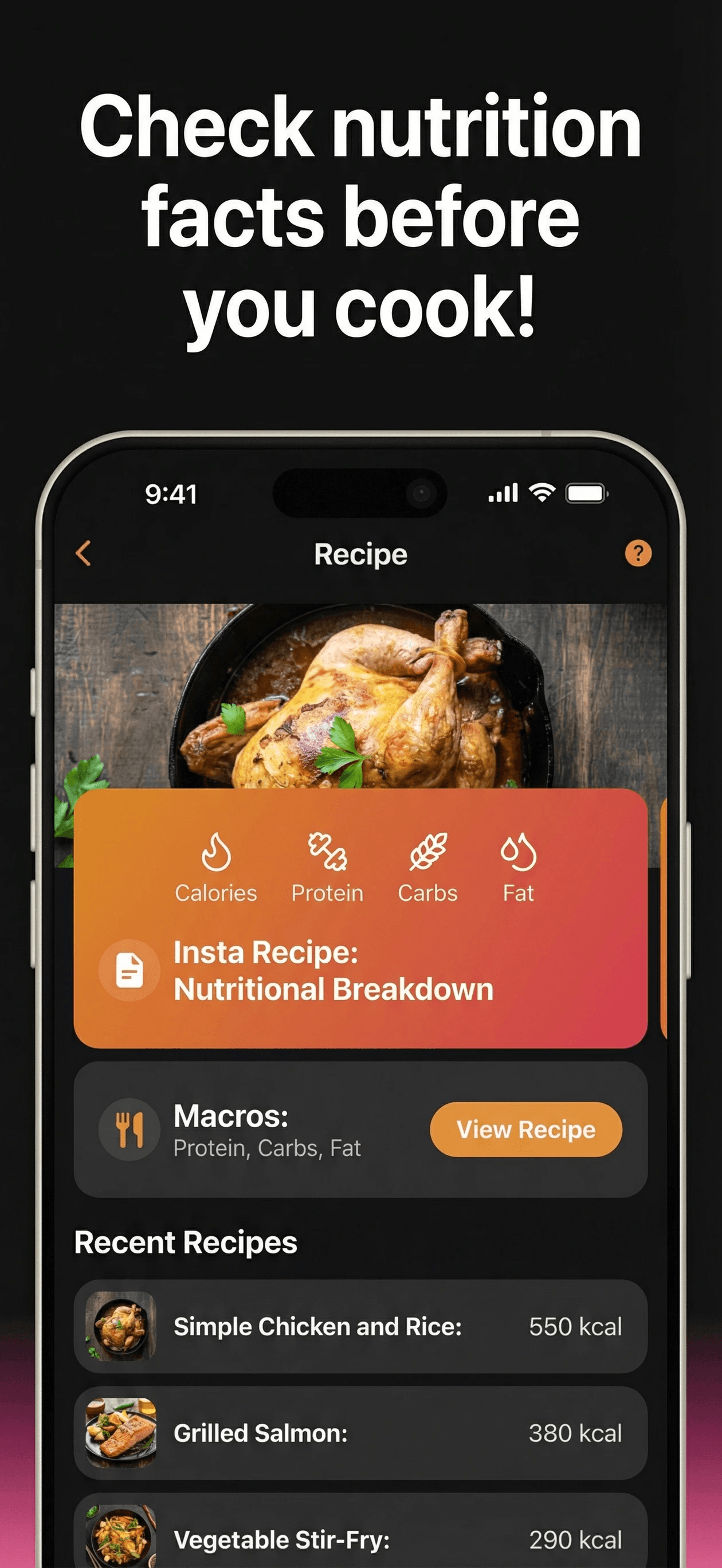InstaRecipe: Generate Recipes - Screenshot 2 showing product features and functionality