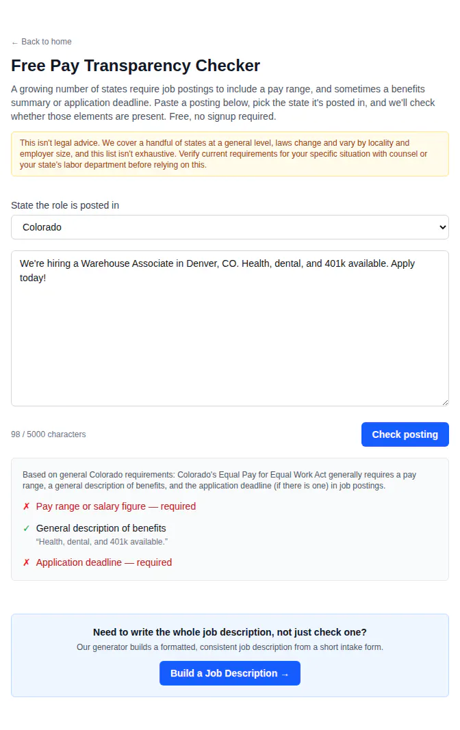 Job Description Tool gallery image