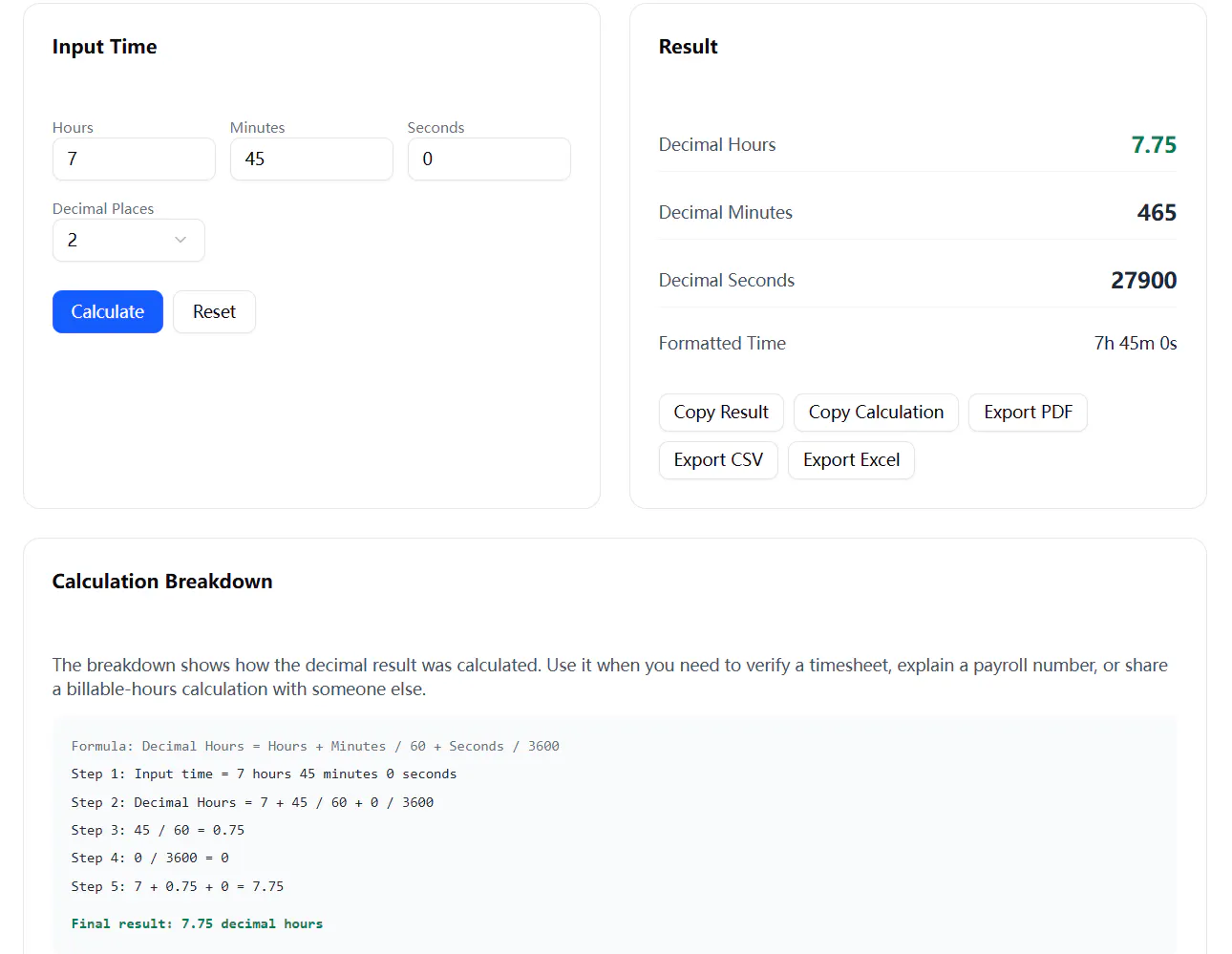Time to Decimal Calculator gallery image