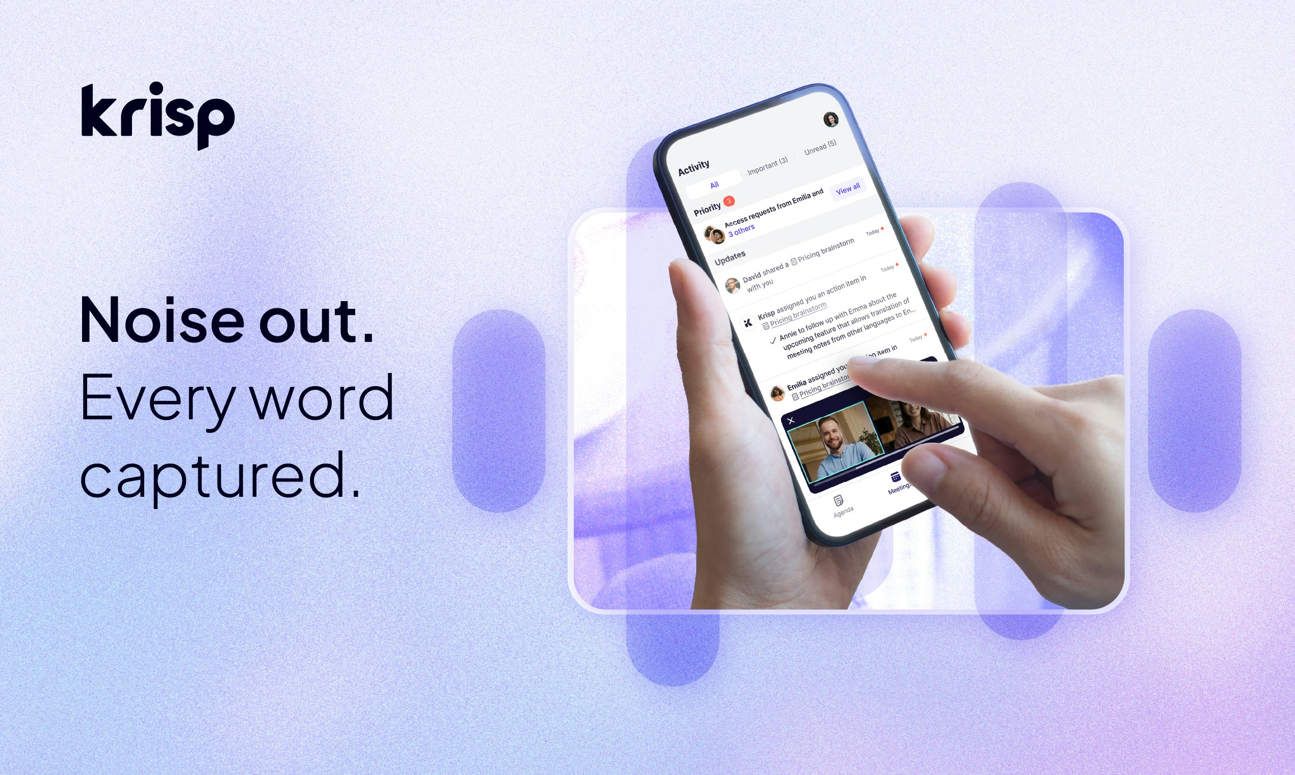 Média Krisp AI Note Taker - Capturez en ligne des réunions en personne avec un meilleur audio 4