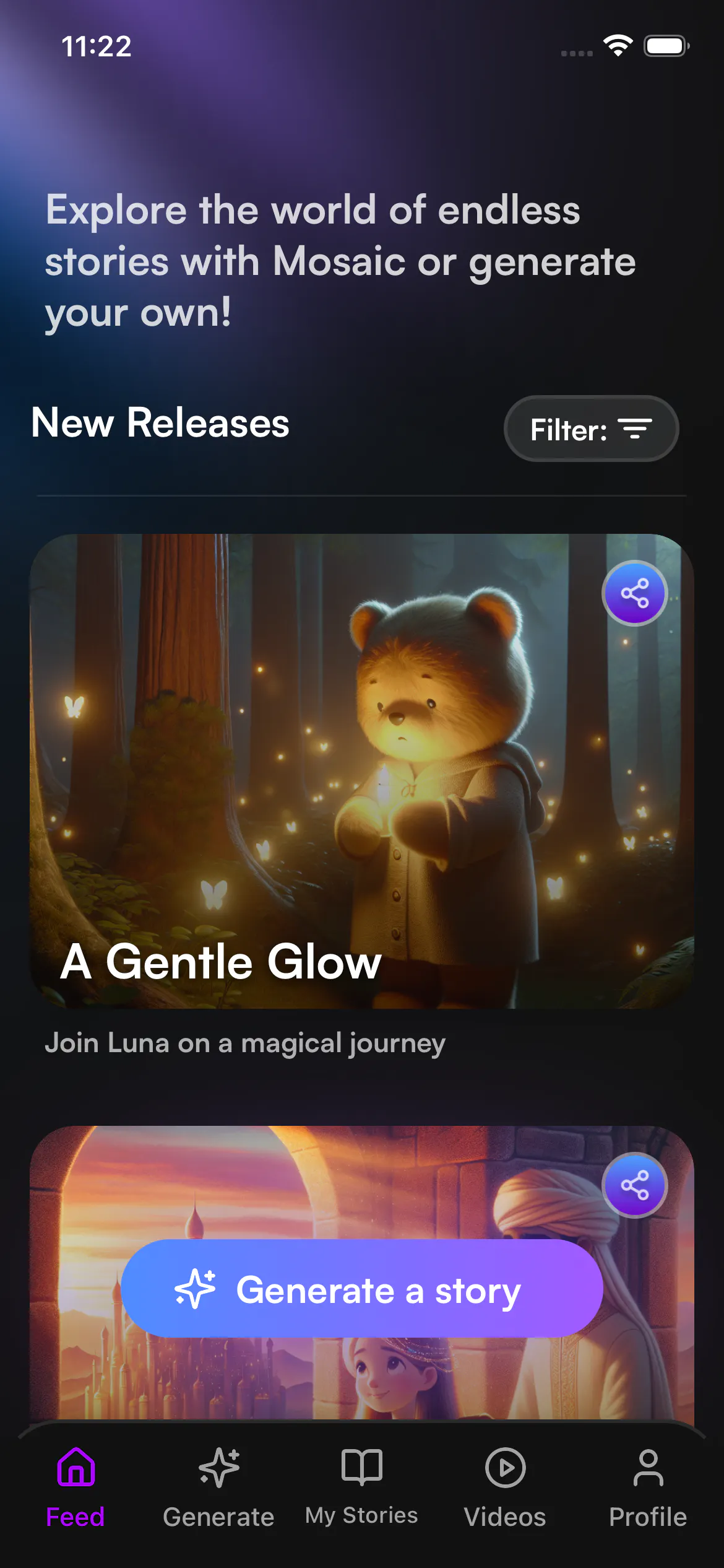 Mosaic: Create Custom Bedtime Stories 제품 배너