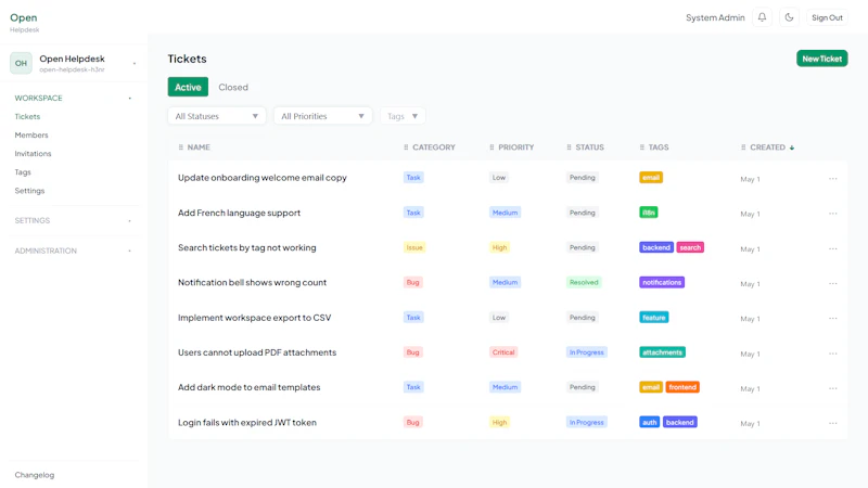 Open Helpdesk screenshot 3