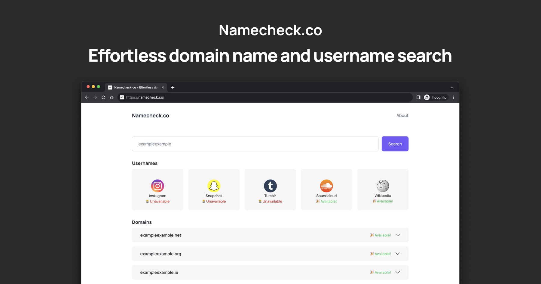 Media Namecheck.co - Nama Domain Tanpa Nama dan Carian Nama Pengguna 1