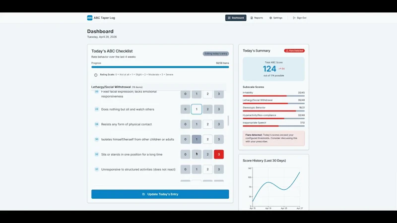ABC Taper Log screenshot 1 (video preview)