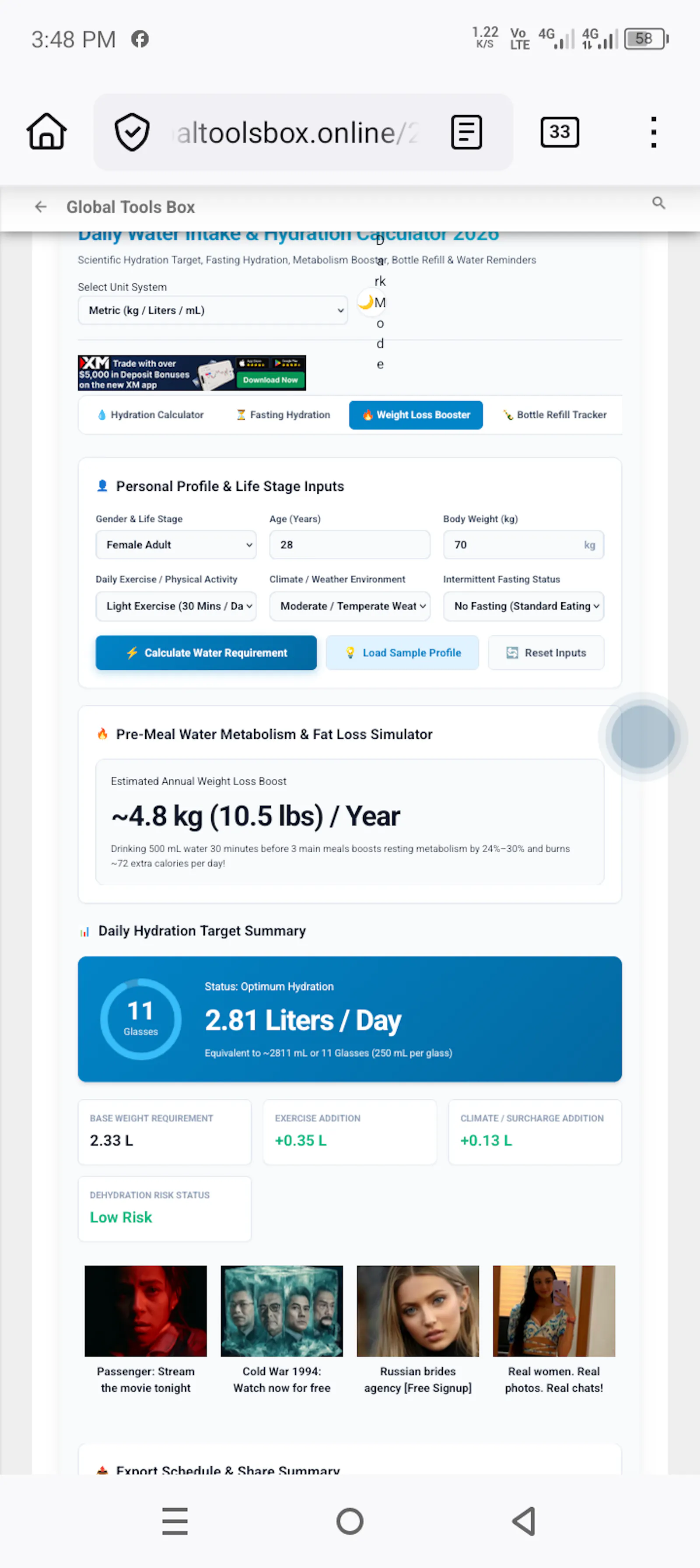 Daily Water Intake Calculator screenshot 5
