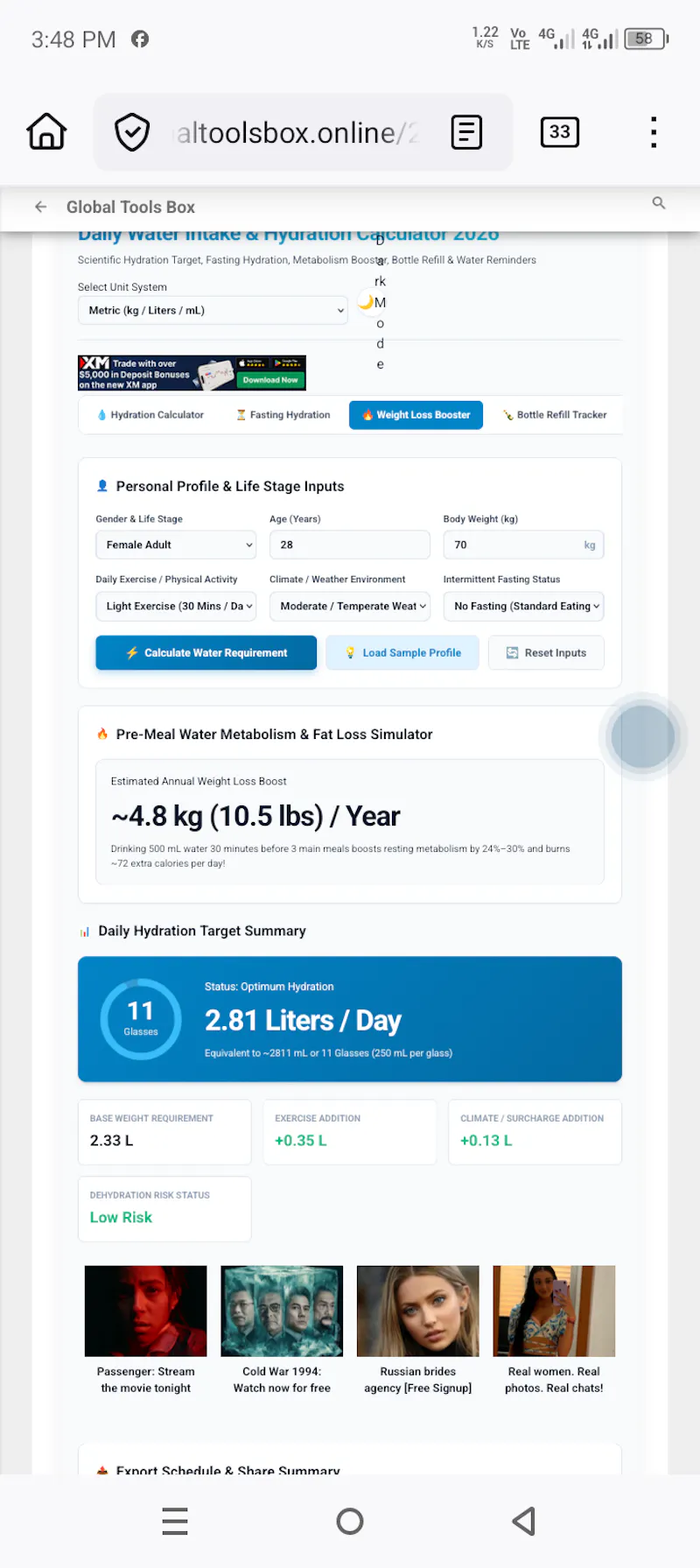Daily Water Intake Calculator screenshot 5