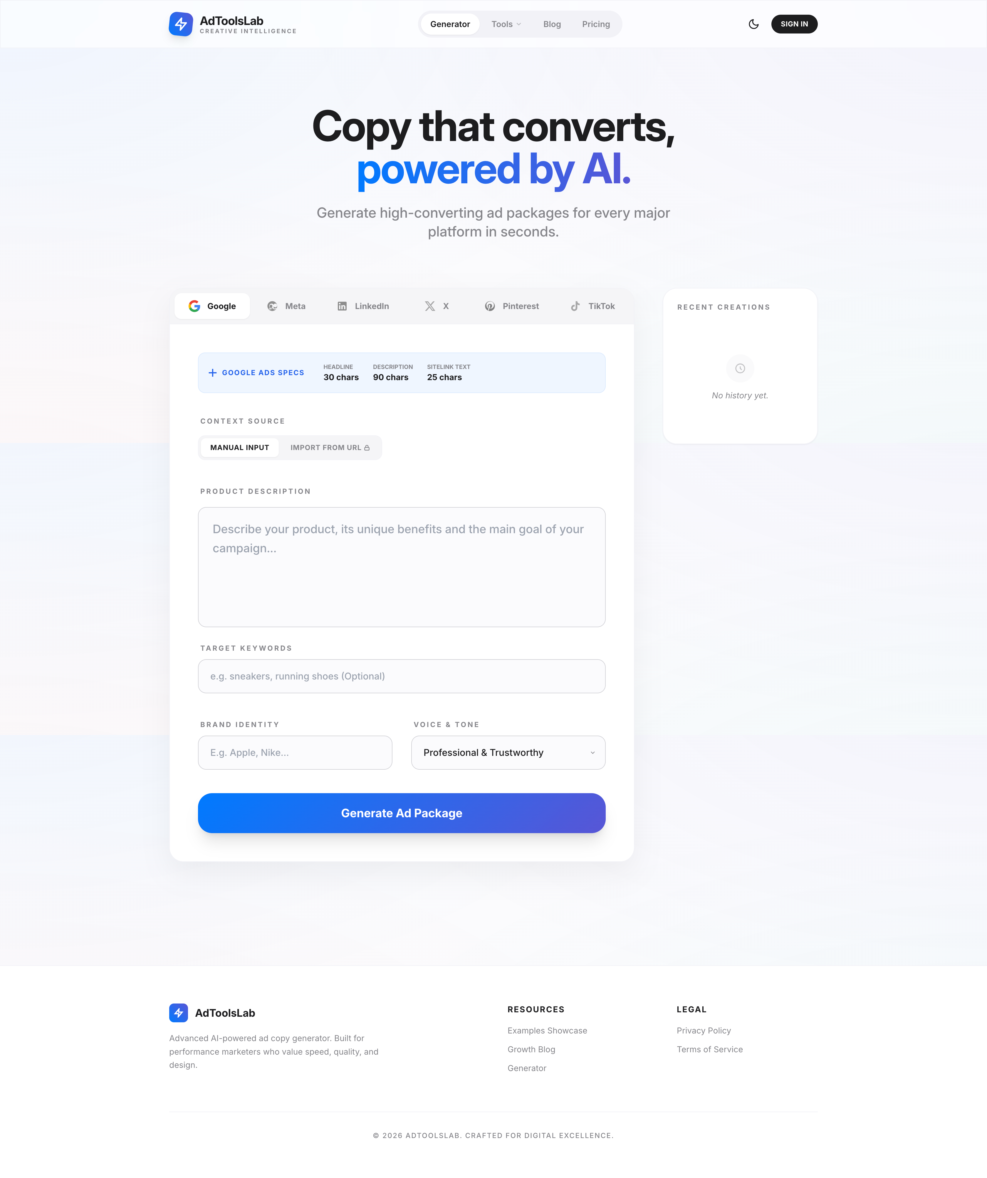 AdToolsLab - Main product screenshot demonstrating key features and user interface