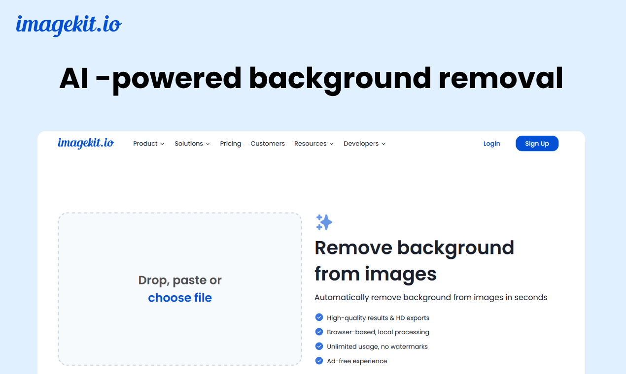 ImageKitによる無料のバックグラウンド削除 - ブラウザのみのツール:無制限のHDエクスポート、透かしはありませんメディア2