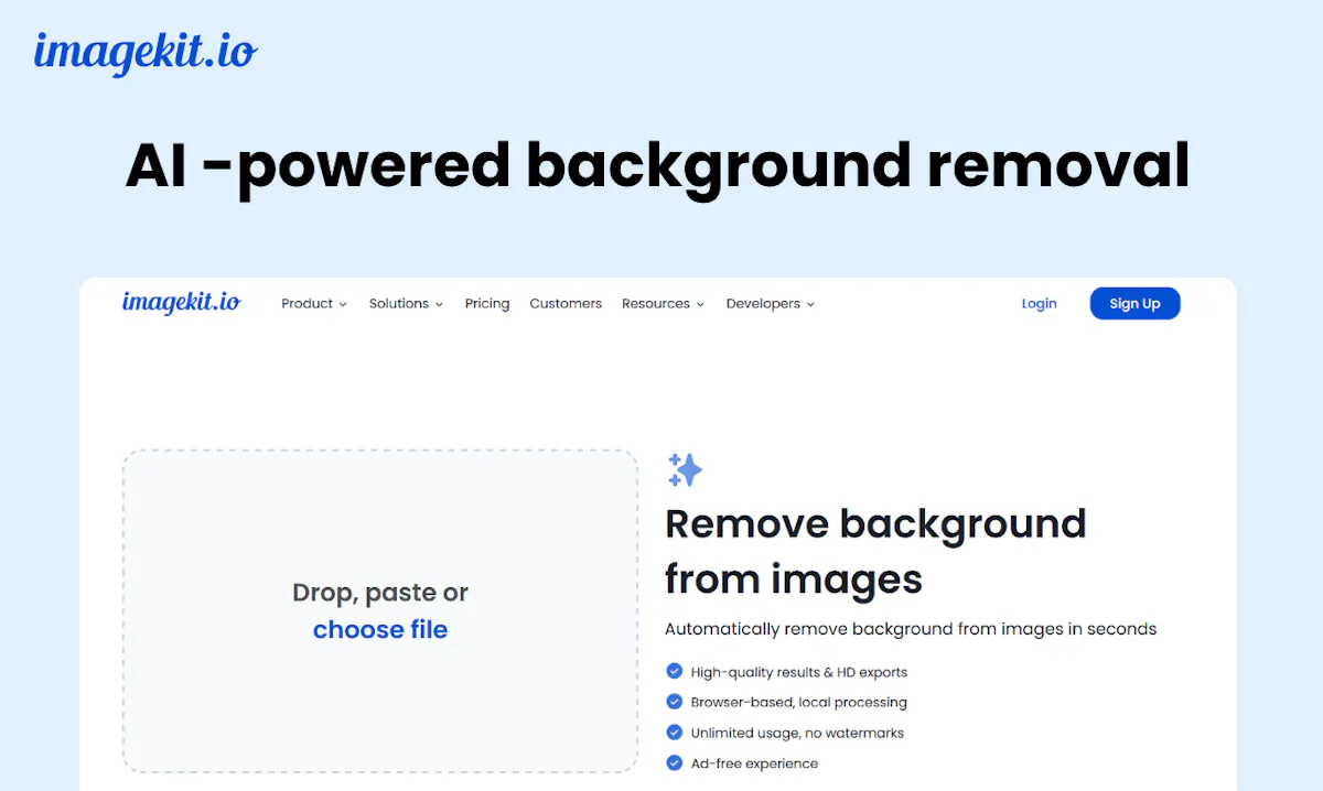Free background removal by ImageKit