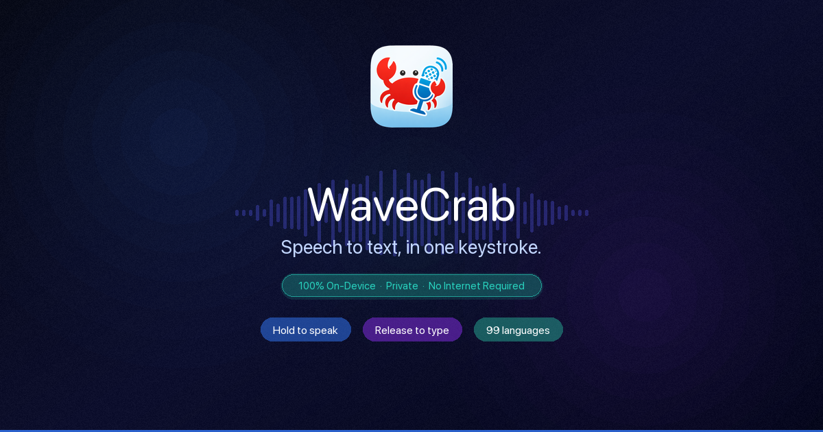 WaveCrab — On-Device Dictation for Mac gallery image