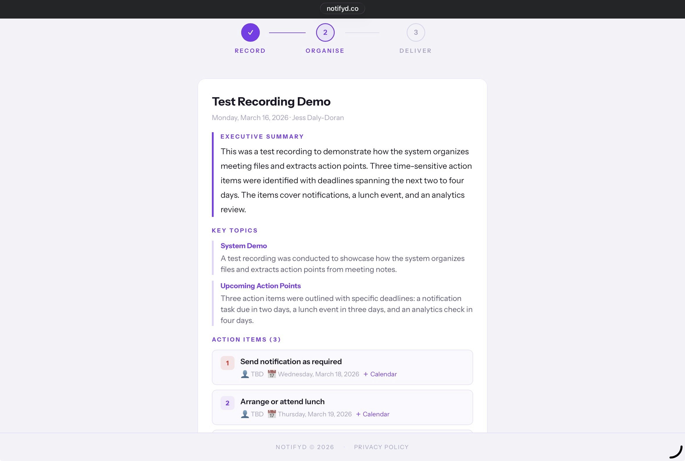 Notifyd - Screenshot 2 showing product features and functionality
