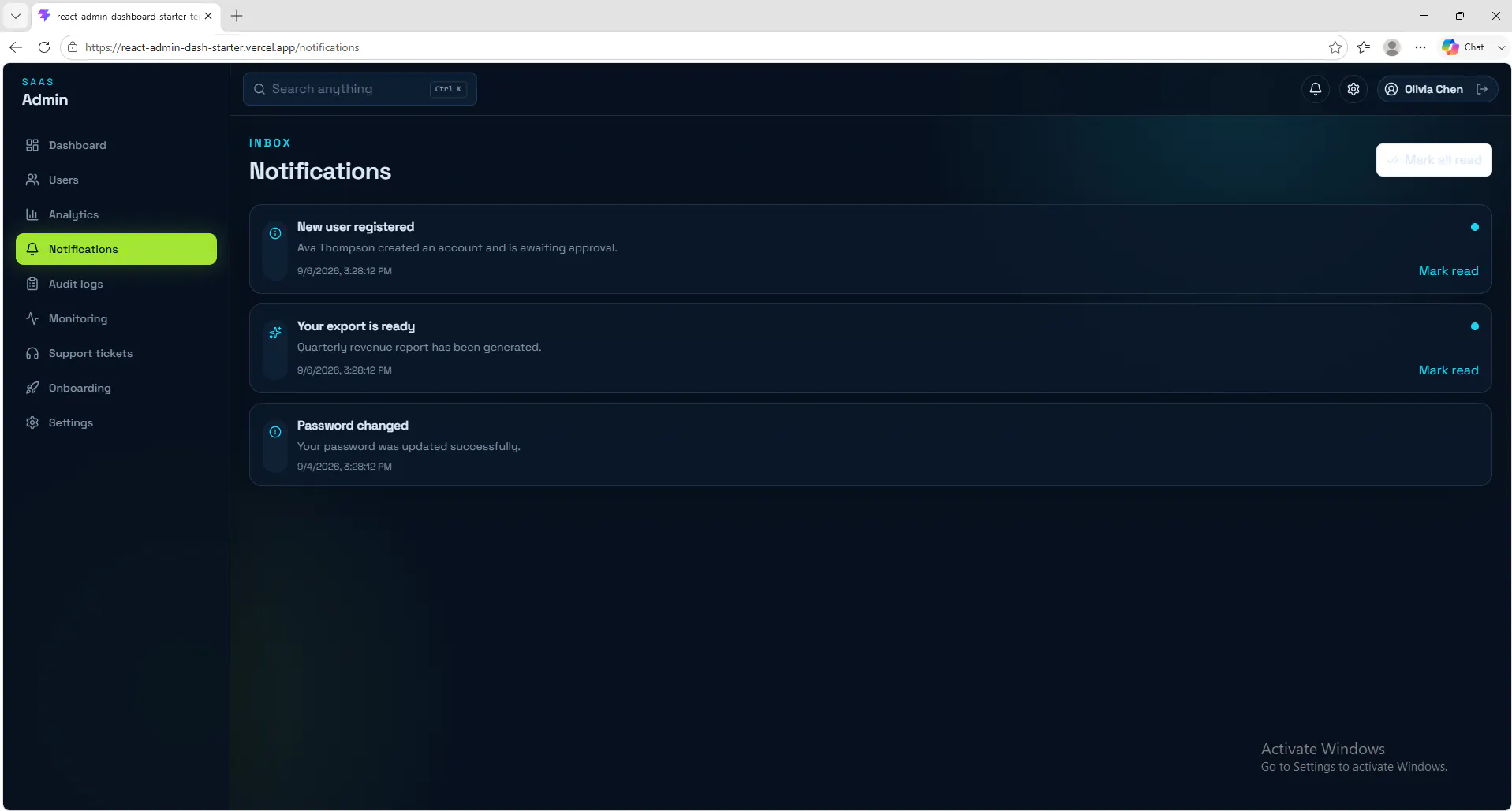 React Admin Dashboard Starter gallery image