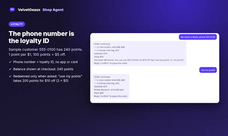 VelvetGeaux Shop Agent screenshot 3