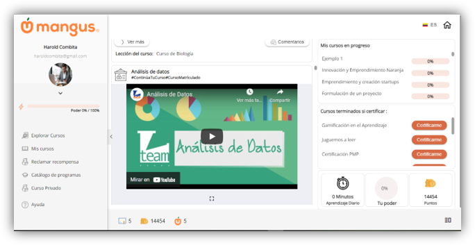 Mangus SAS - Piattaforma di apprendimento permanente che utilizza l'intelligenza artificiale. media 2