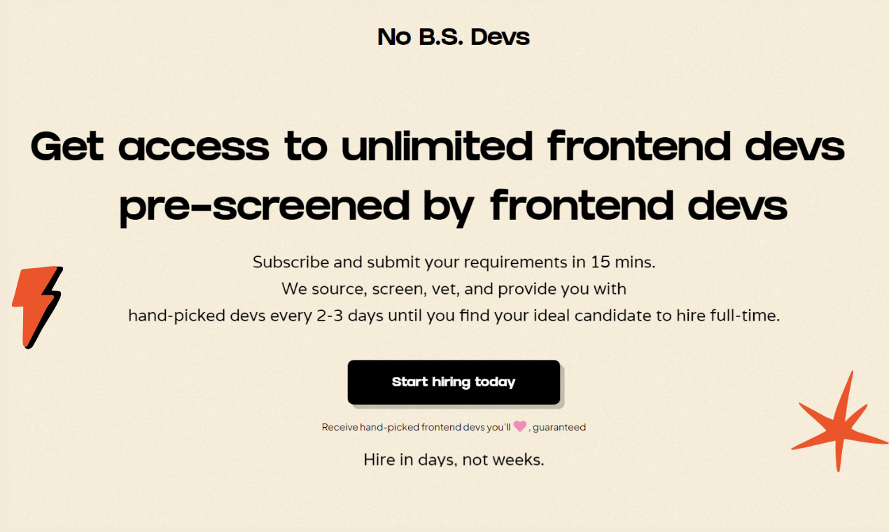 Нет Б.С.Девственные - Наем Frontend Devs в США, предварительно сэмпрессии Frontend Devs медиа 1