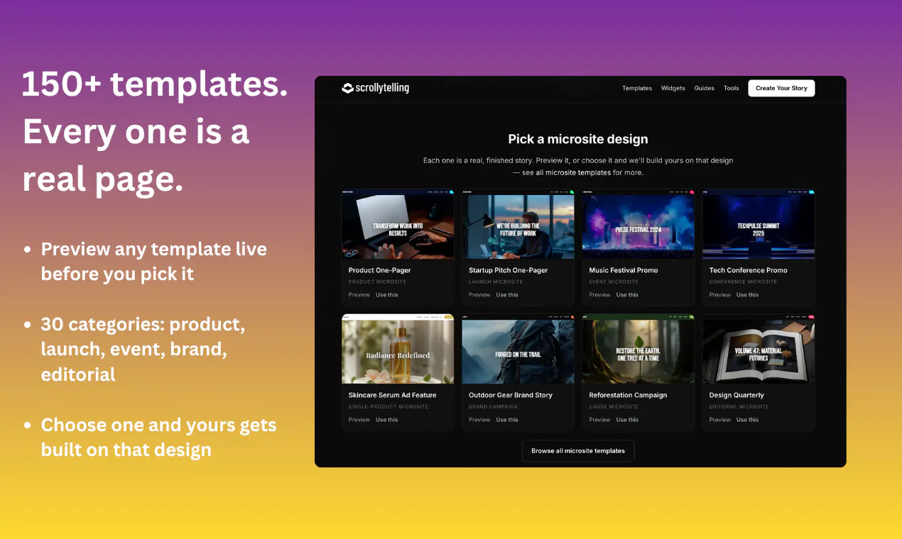 Microsite Builder by Scrollytelling gallery image