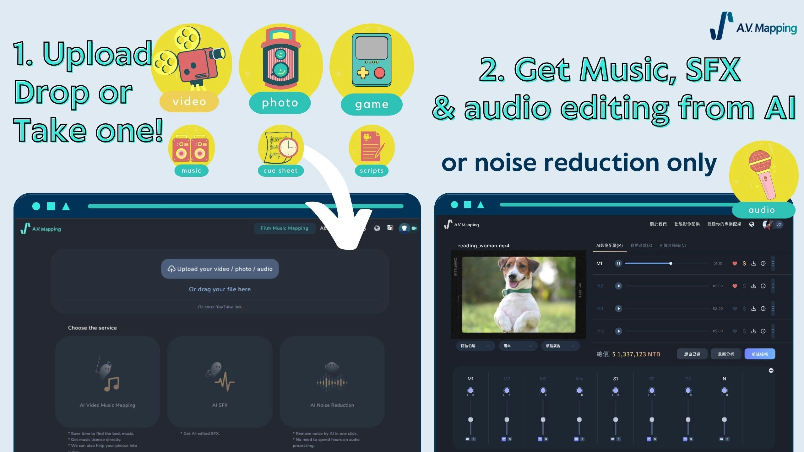 Ai trova musica, SFX e editing di rumore media 2