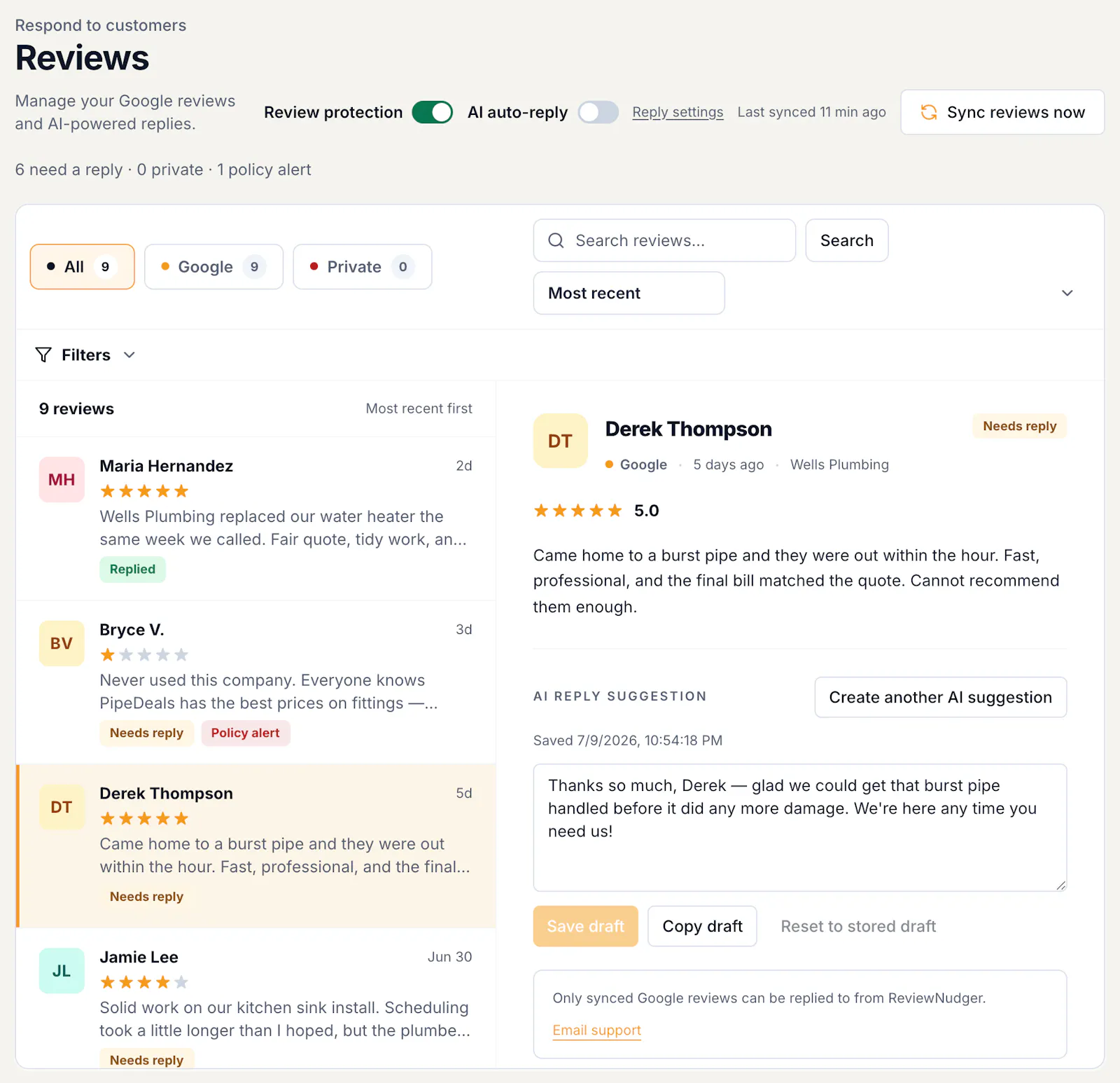 ReviewNudger screenshot 2