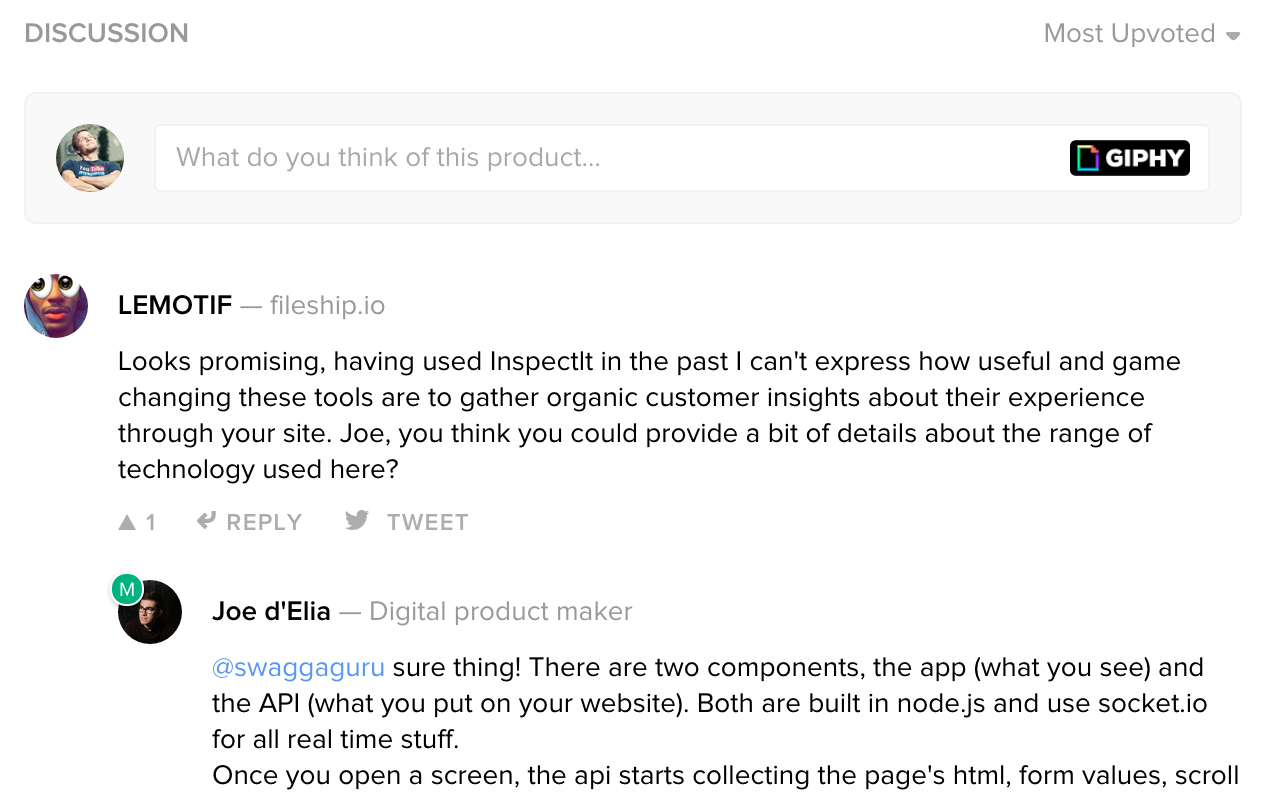 Product Hunt Giphy integration gallery image