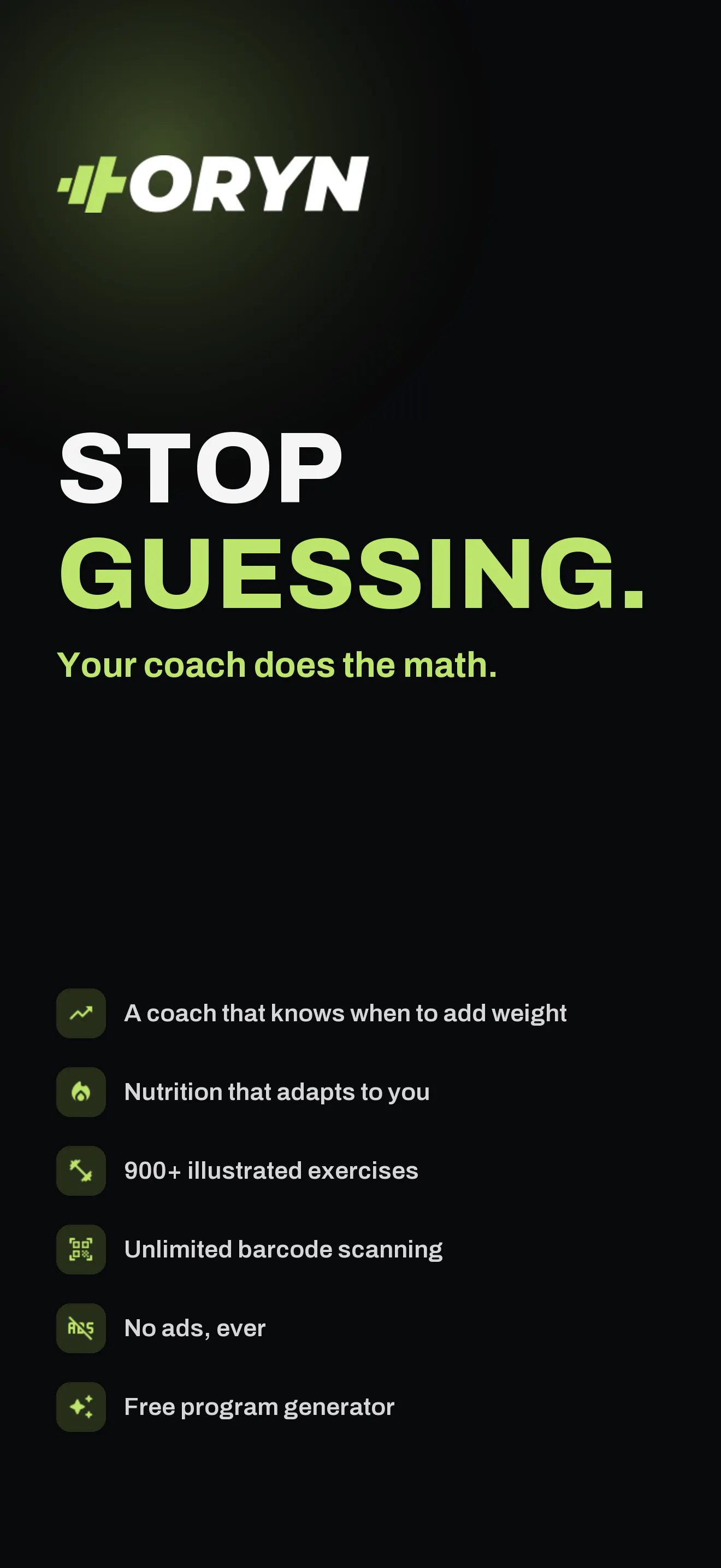 Oryn, free workout & nutrition tracker gallery image
