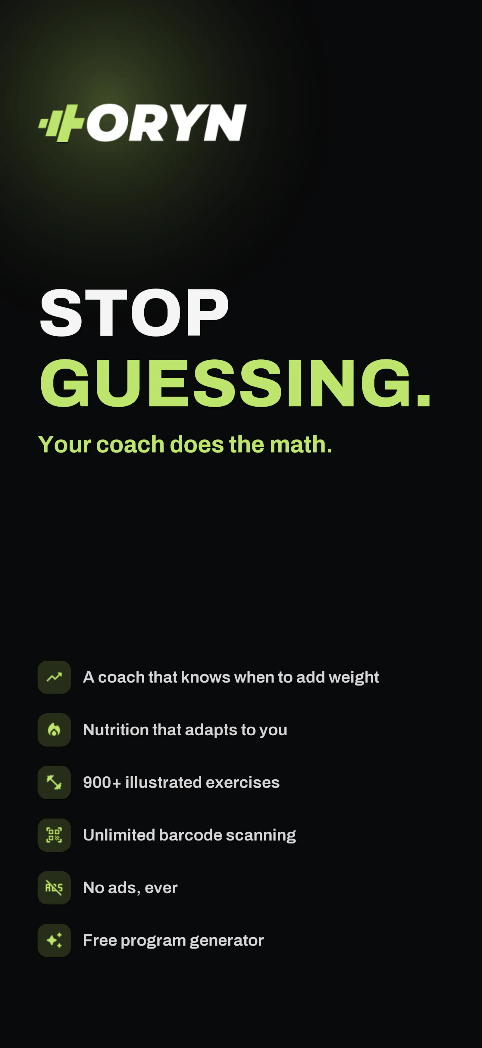 Oryn, free workout & nutrition tracker screenshot 1