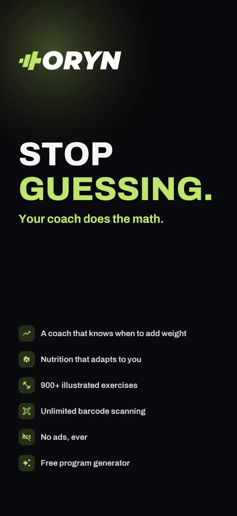 Oryn, free workout & nutrition tracker screenshot 1